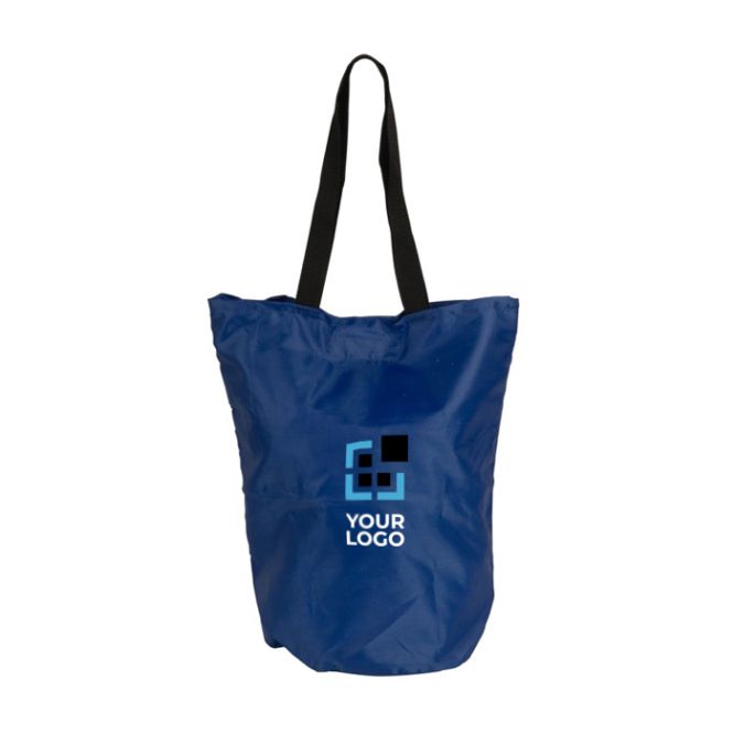 Sac pliable en polyester pour les courses avec poignées noires avec zone d'impression