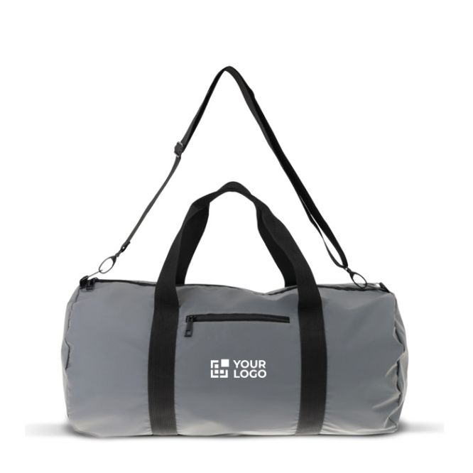 Sac de sport réfléchissant avec double poignée et poche zippée avec zone d'impression