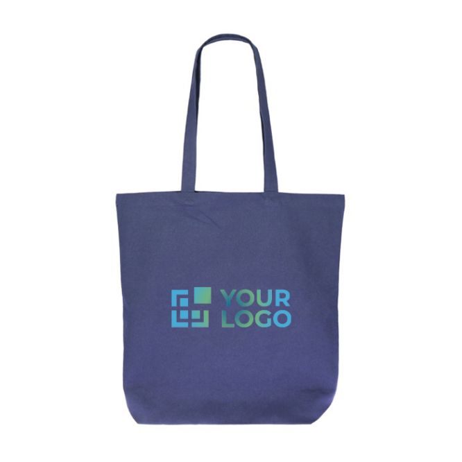 Sac en coton biologique avec soufflet et longues anses 270 g/m²