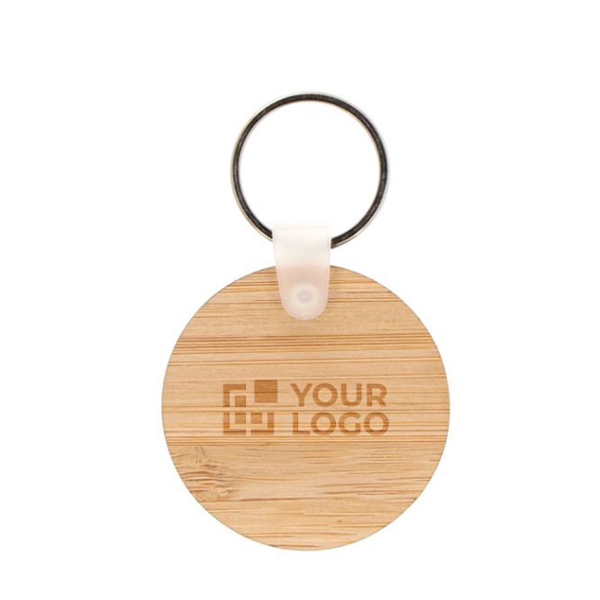 Porte-clés circulaire en bambou à personnaliser Ø45mm avec zone d'impression