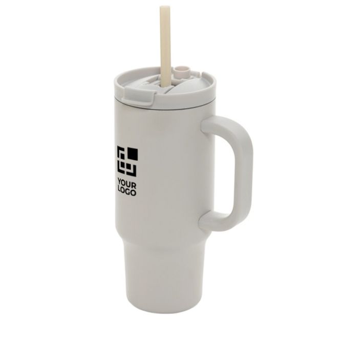 Gobelet isotherme en inox recyclé avec paille et anse 480 ml