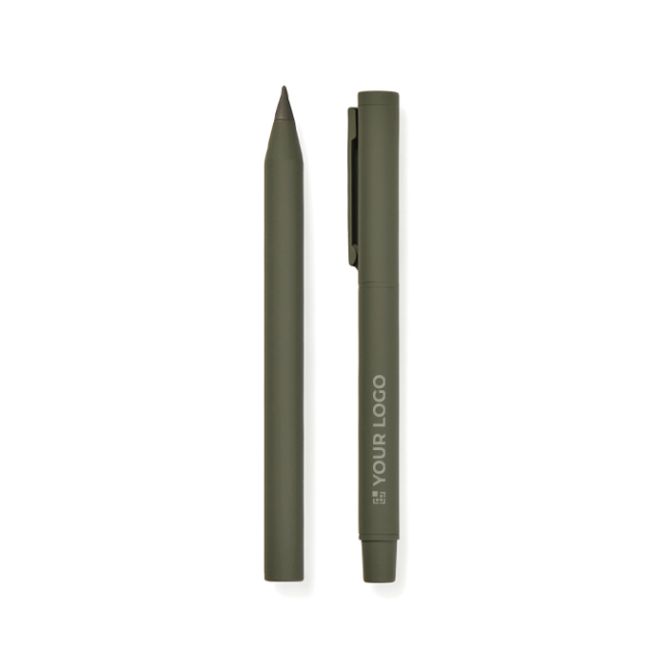 Set de stylos en aluminium recyclé avec revêtement en caoutchouc