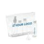Trousse de toilette personnalisée avec flacons couleur transparent