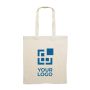 Sac tissu personnalisé avec le logo vue avec zone d'impression