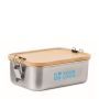 Petite lunch box personnalisable en inox couleur bois