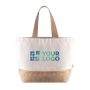 Sac en coton recyclé avec base et poignée en jute 320 g/m2