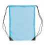 Sac à cordons en polyester coloré avec cordons noirs couleur bleu ciel deuxième vue
