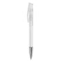 Stylo en plastique transparent coloré avec pointe métallisée