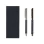Ensemble roller et stylo métal et carbone, style moderne, encre bleue