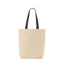 Sac en coton avec soufflet inférieur et poignées colorées 180 g/m²