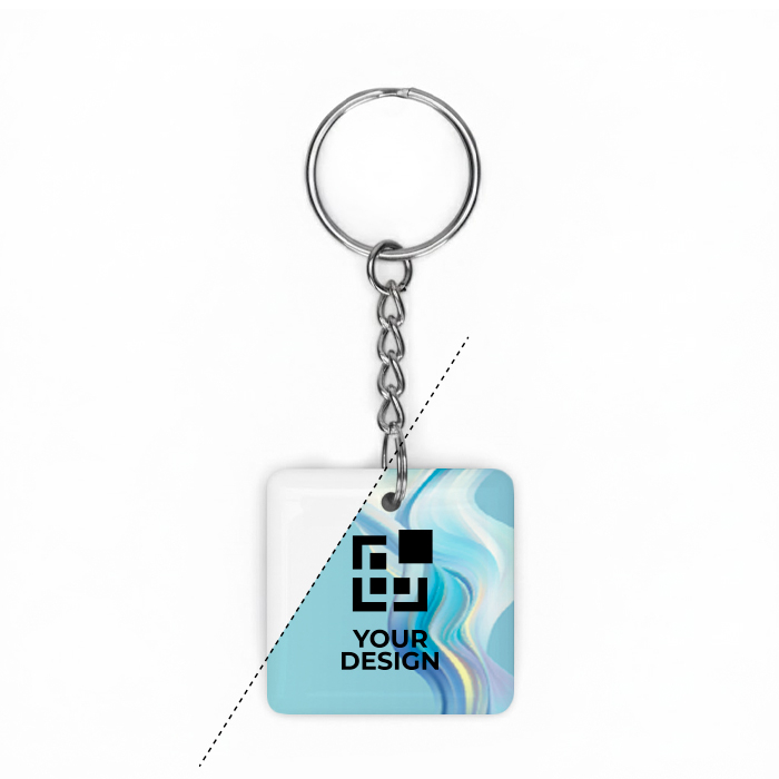 Porte-clés carré impression intégrale en PVC avec NFC préprogrammé