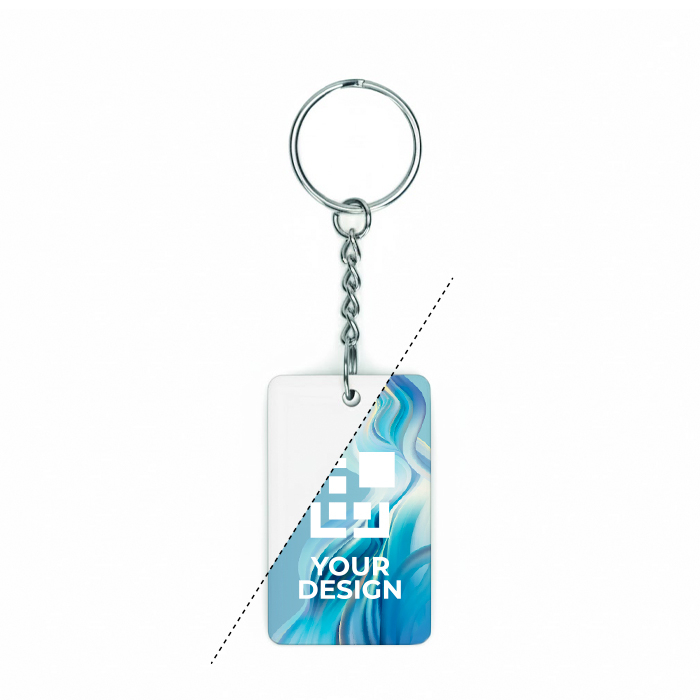 Porte-clés rectangulaire impression intégrale avec NFC préprogrammé