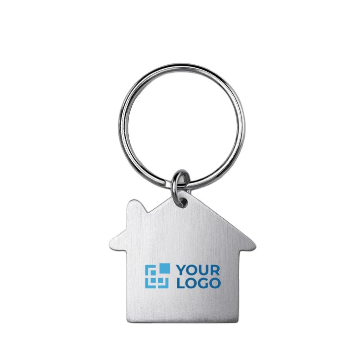 Porte-clés personnalisé avec maison couleur argenté mat