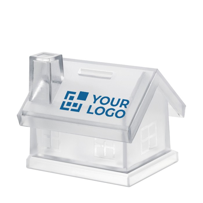Tirelire personnalisée en forme de maison couleur transparent