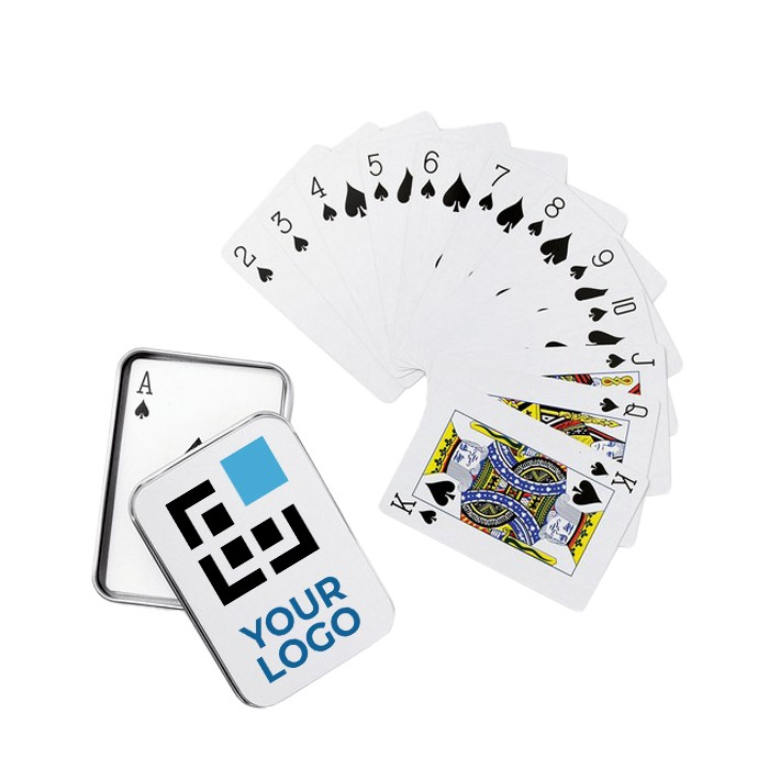 Jeu de cartes dans une boîte métallique personnalisée couleur argenté mat troisième vue