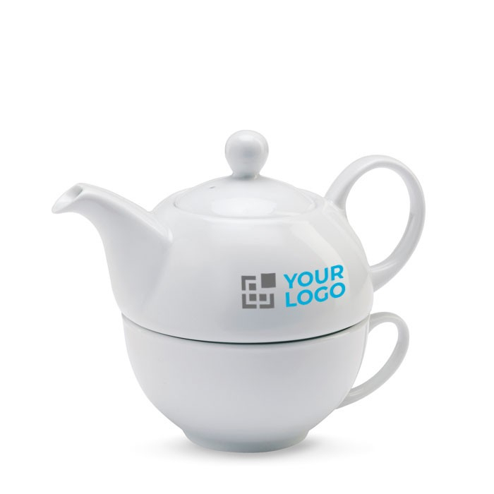 Ensemble de théière et tasse personnalisées couleur blanc