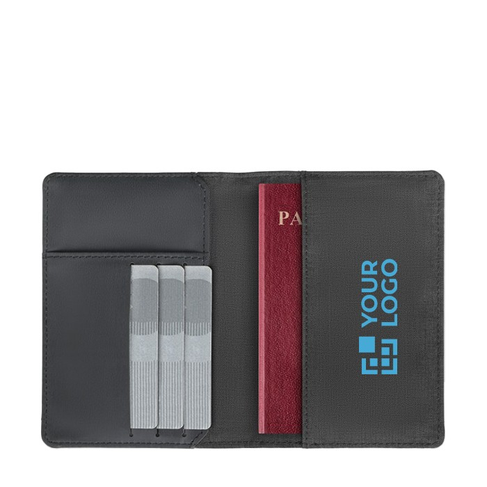 Portefeuille avec espace pour mettre le passeport couleur noir deuxième vue