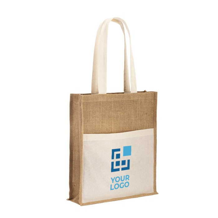 Sac en toile de jute personnalisé vue avec zone d'impression