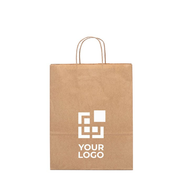 Sac en papier publicitaire pour magasins vue avec zone d'impression