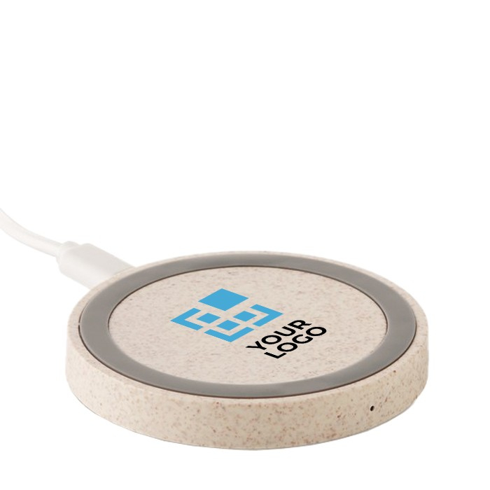 Chargeur sans fil en paille de blé couleur beige