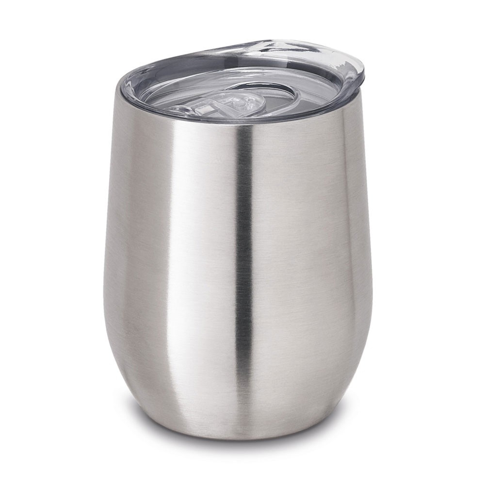 Verre en acier inoxydable avec couvercle 400 ml couleur argenté mat