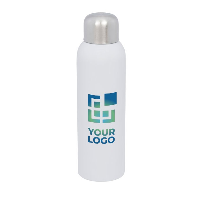 Bouteille en acier inoxydable brillante avec zone d'impression