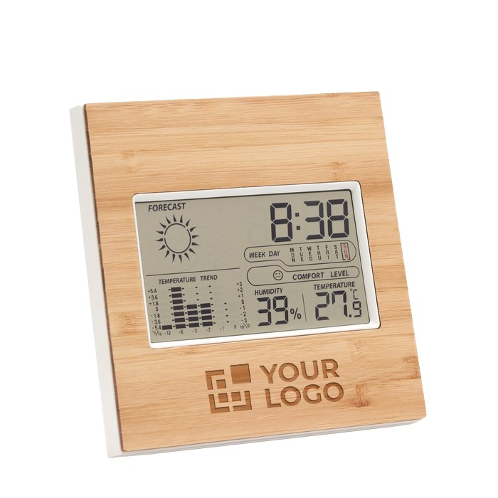 Station météorologique avec boîtier bambou couleur bois