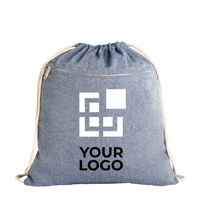 Sac cordon publicitaire en coton recyclé couleur noir