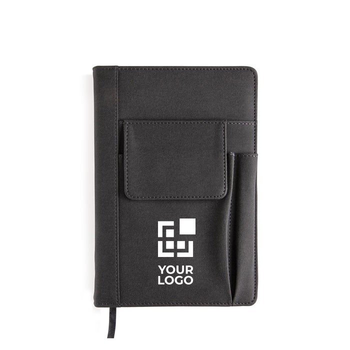 Carnets publicitaires avec plusieurs poches couleur noir