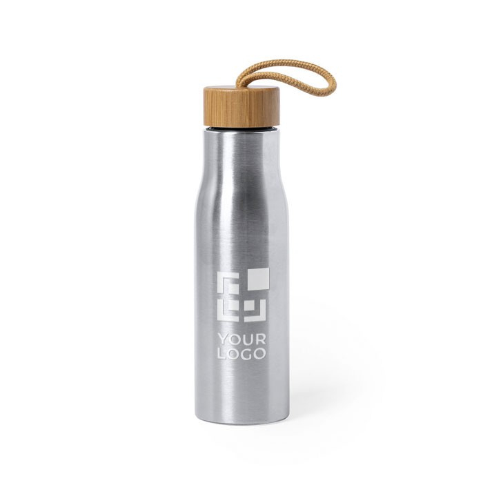 Gourde inox personnalisable avec logo couleur argenté