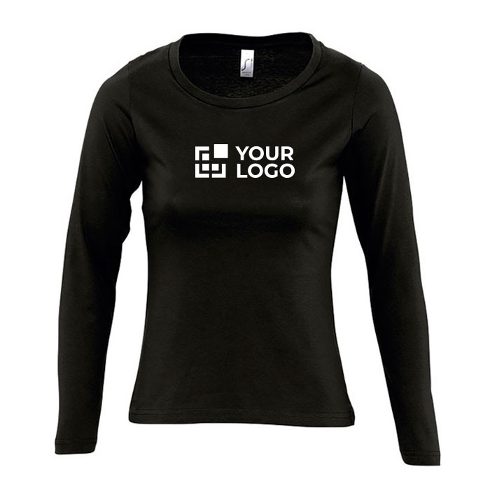 T-shirt femme à manches longues avec logo avec zone d'impression