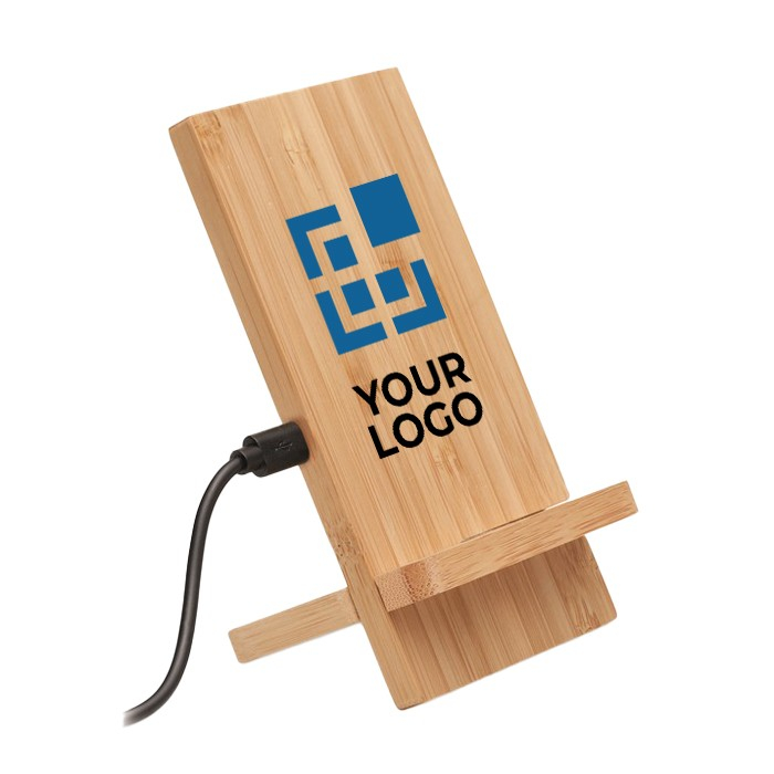 Support et chargeur en bambou couleur bois