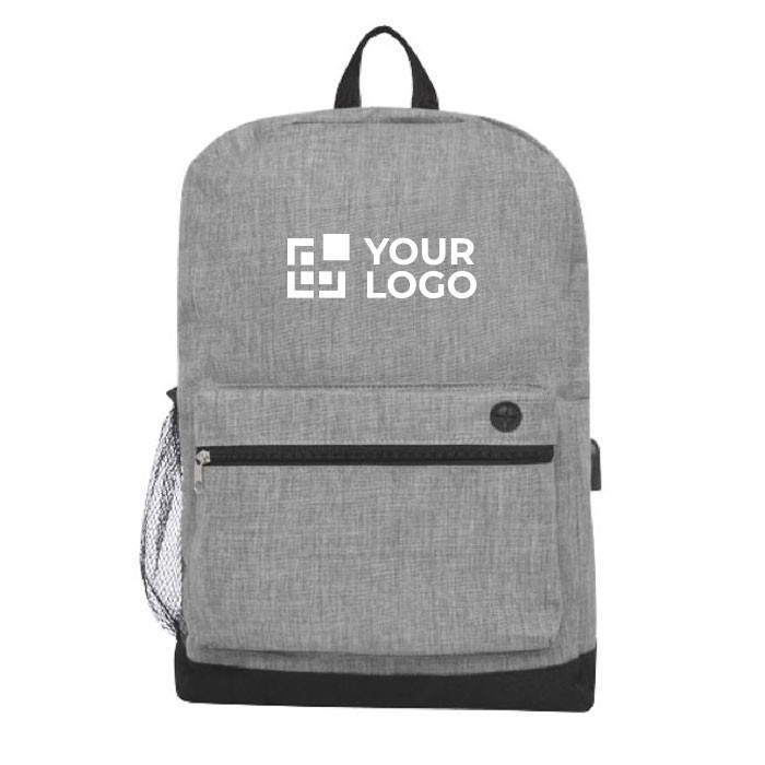 Sac à dos pour ordinateur avec port USB couleur bleu marine deuxième vue frontale