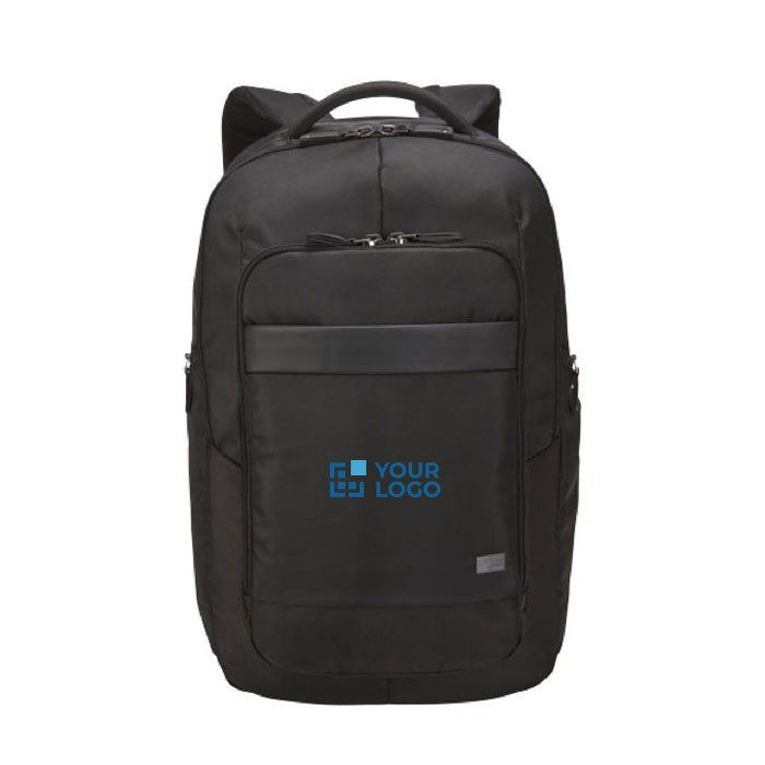 Sac à dos publicitaire pour grand ordinateur couleur noir deuxième vue frontale