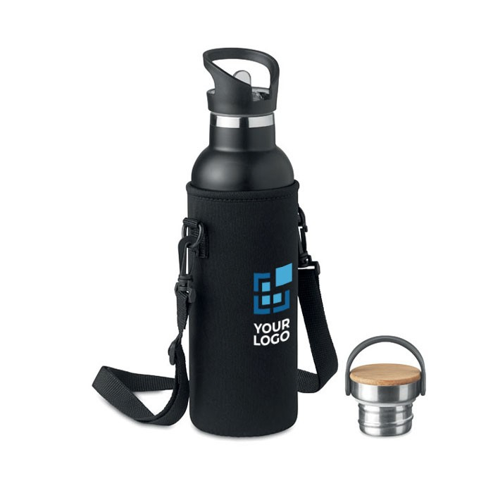 Bouteille isotherme avec sac de transport avec zone d'impression
