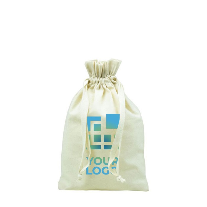 Sac en coton avec fermeture à cordon vue avec zone d'impression