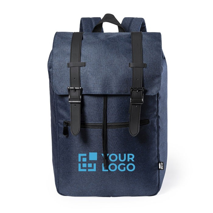 Sac à dos promotionnel style urbain recyclé couleur noir première vue