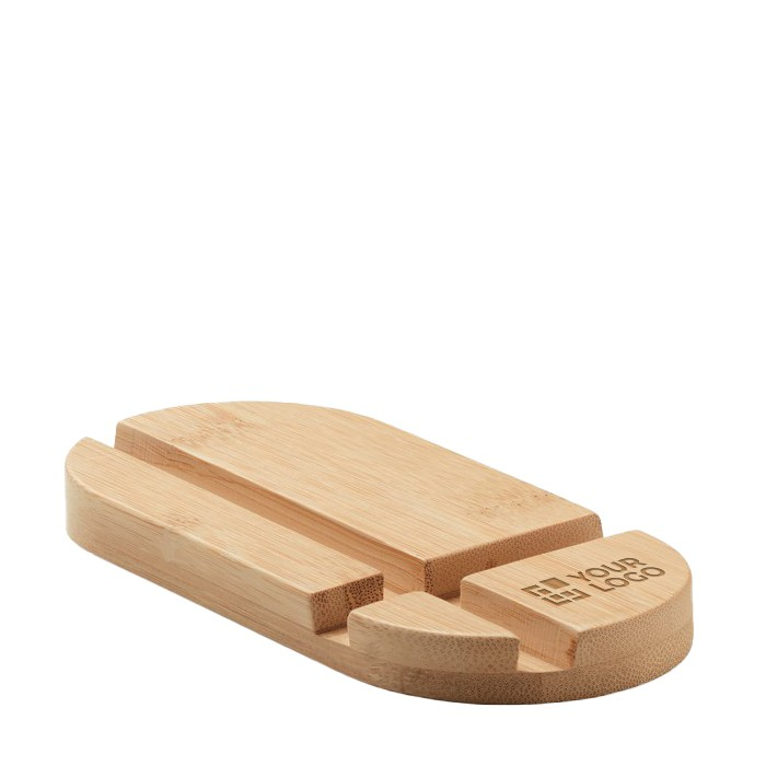 Support en bambou pour tablette ou portable avec zone d'impression
