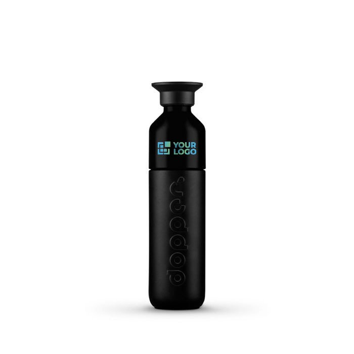 Petite Gourde avec fonction thermos couleur noir avec zone d'impression
