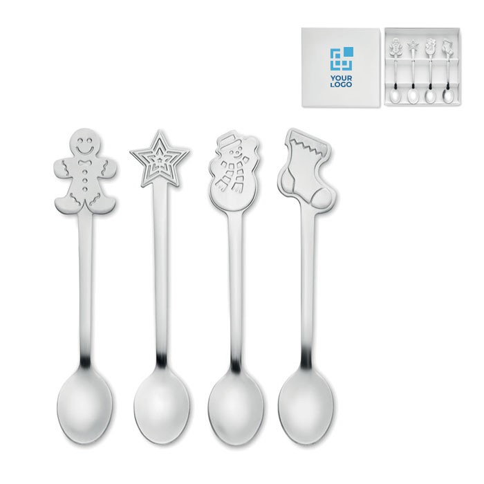Set de 4 cuillères à thé version Noël avec boîte cadeau