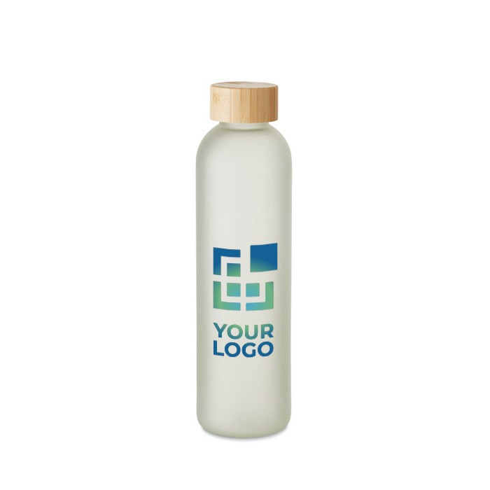 Gourde en verre impression en quadrichromie et bouchon bambou 650ml
