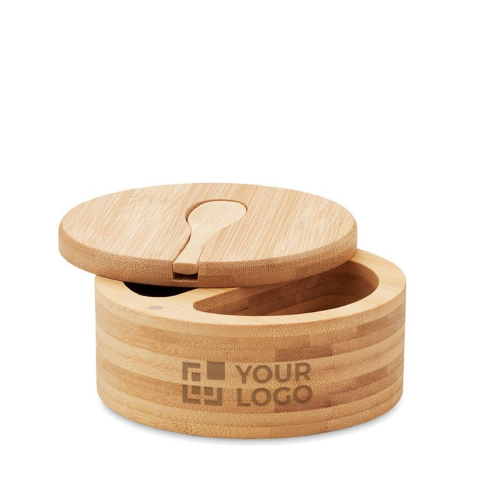 Salière et poivrière en bambou avec couvercle tournant et cuillère