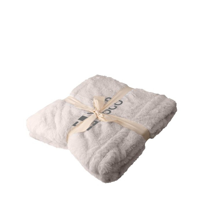Plaid en polyester effet fourrure, ruban décoratif, 500g/m²