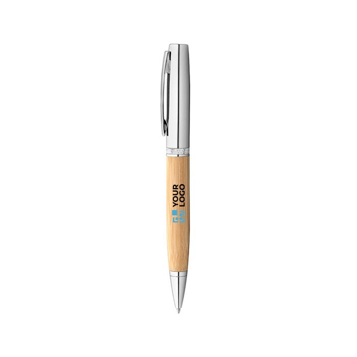 Stylo élégant en bambou avec finition mate, mine noire