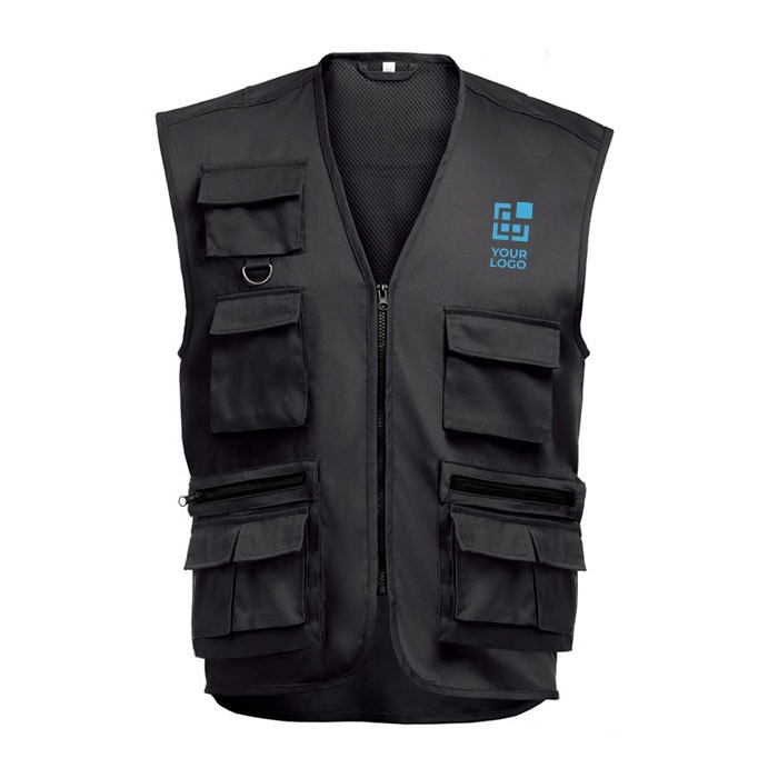 Gilet polyester/coton, poches multiples 200 g/m2 THC PIXEL avec zone d'impression
