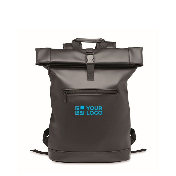 Sac à dos roll top ordinateur 15'' cuir synthétique souple