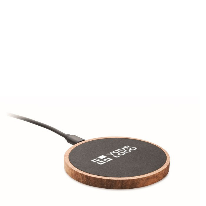 Chargeur sans fil circulaire en bois d'acacia 15W