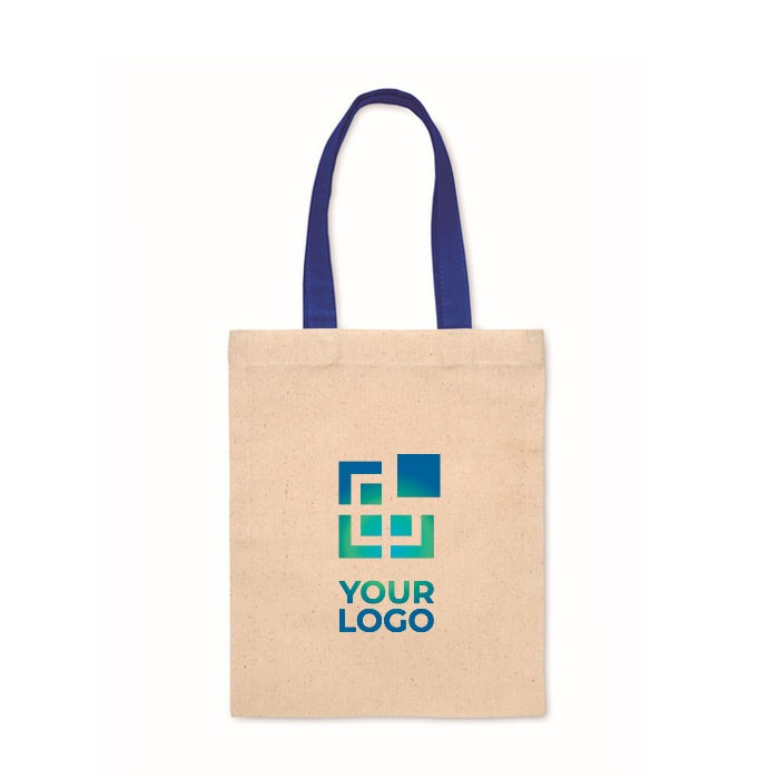 Petit sac cadeau en coton à anses courtes colorées 140 g/m² vue avec zone d'impression