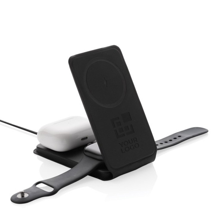 Chargeur sans fil 3-en-1 pliable à aimant téléphone vertical