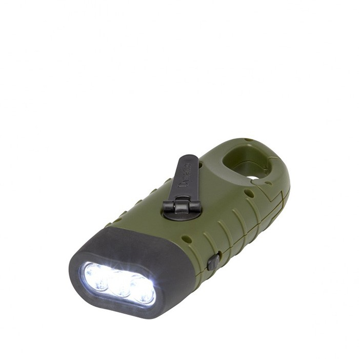 Lampe solaire dynamo en plastique recyclé à mousqueton